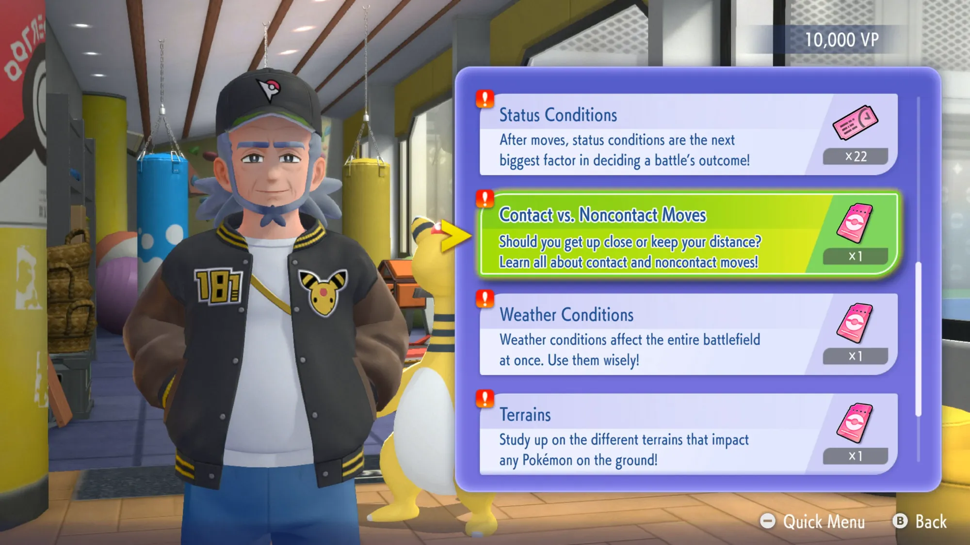 A screenshot of the Battle Tutorial screen in Pokémon Champions.