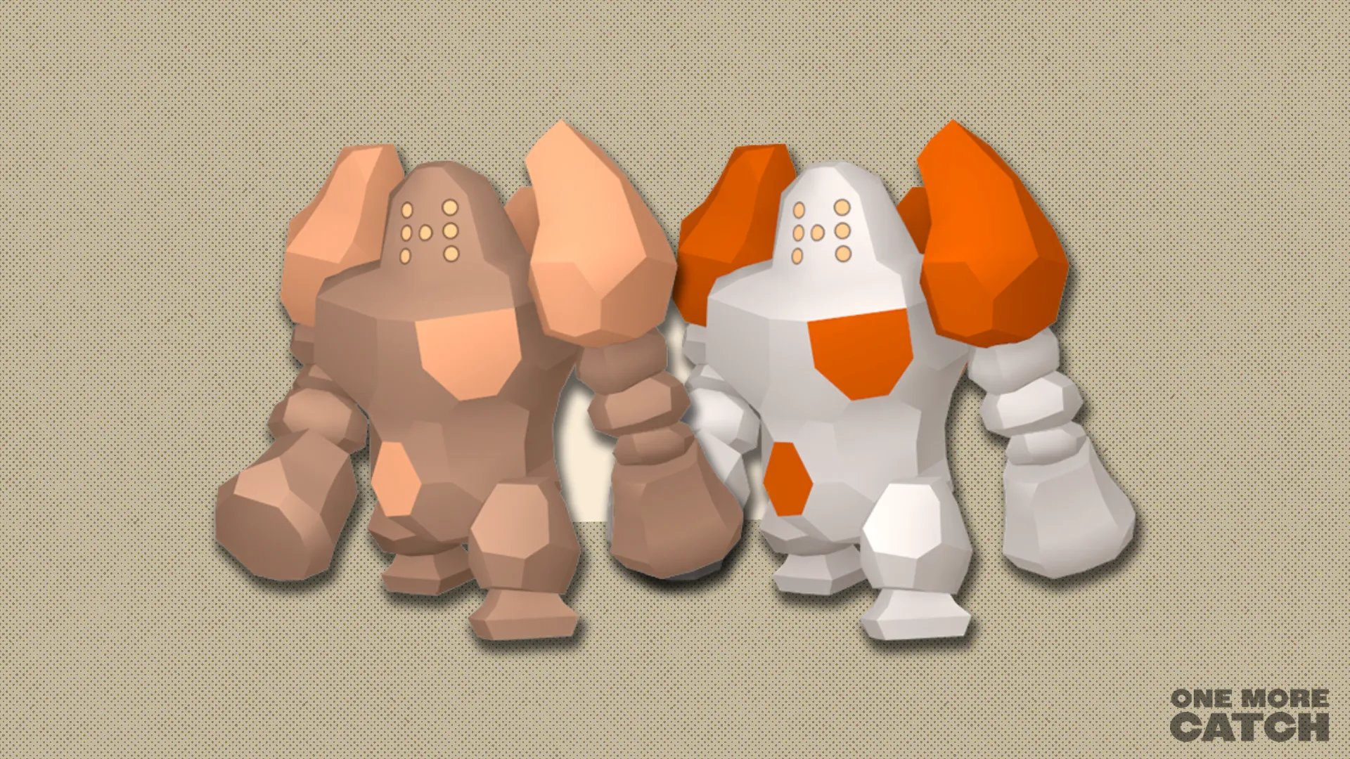 Regirock and shiny Regirock against a textured background.