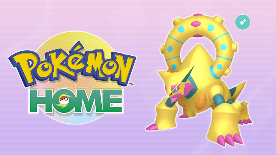 The Pokémon Home logo and shiny Volcanion.