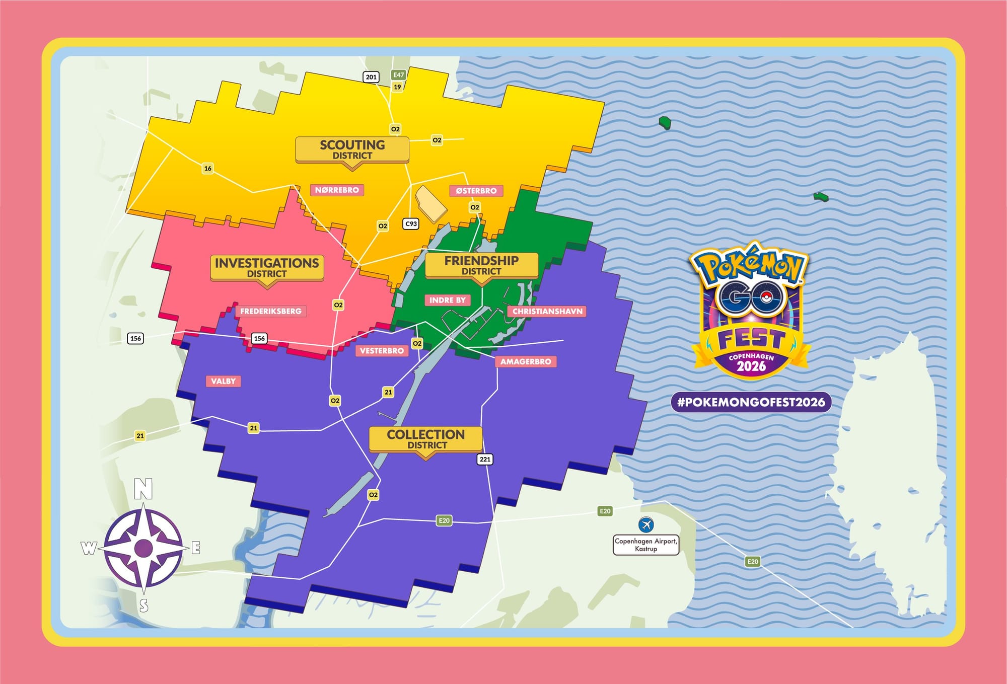 The Pokémon Go Copenhagen city map.