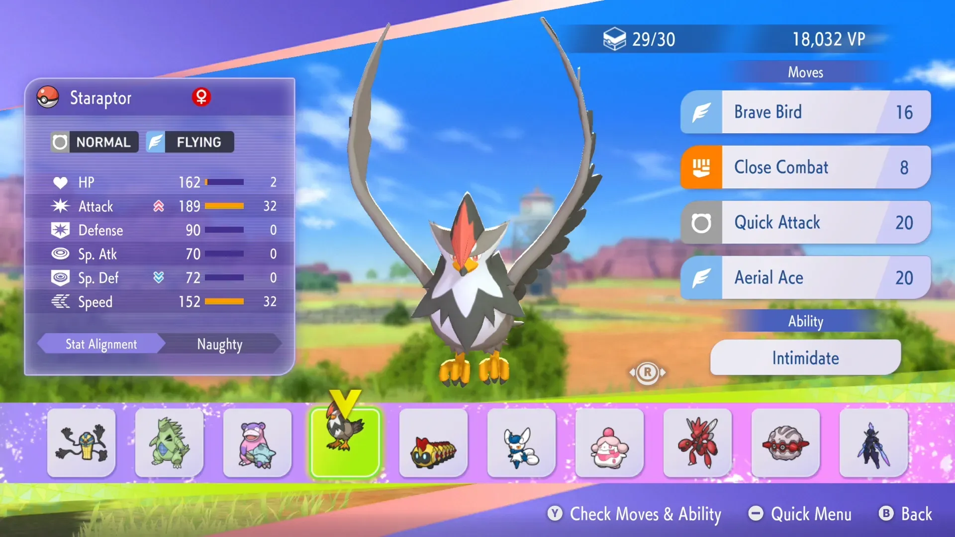 Staraptor being recruited in Pokémon Champions.