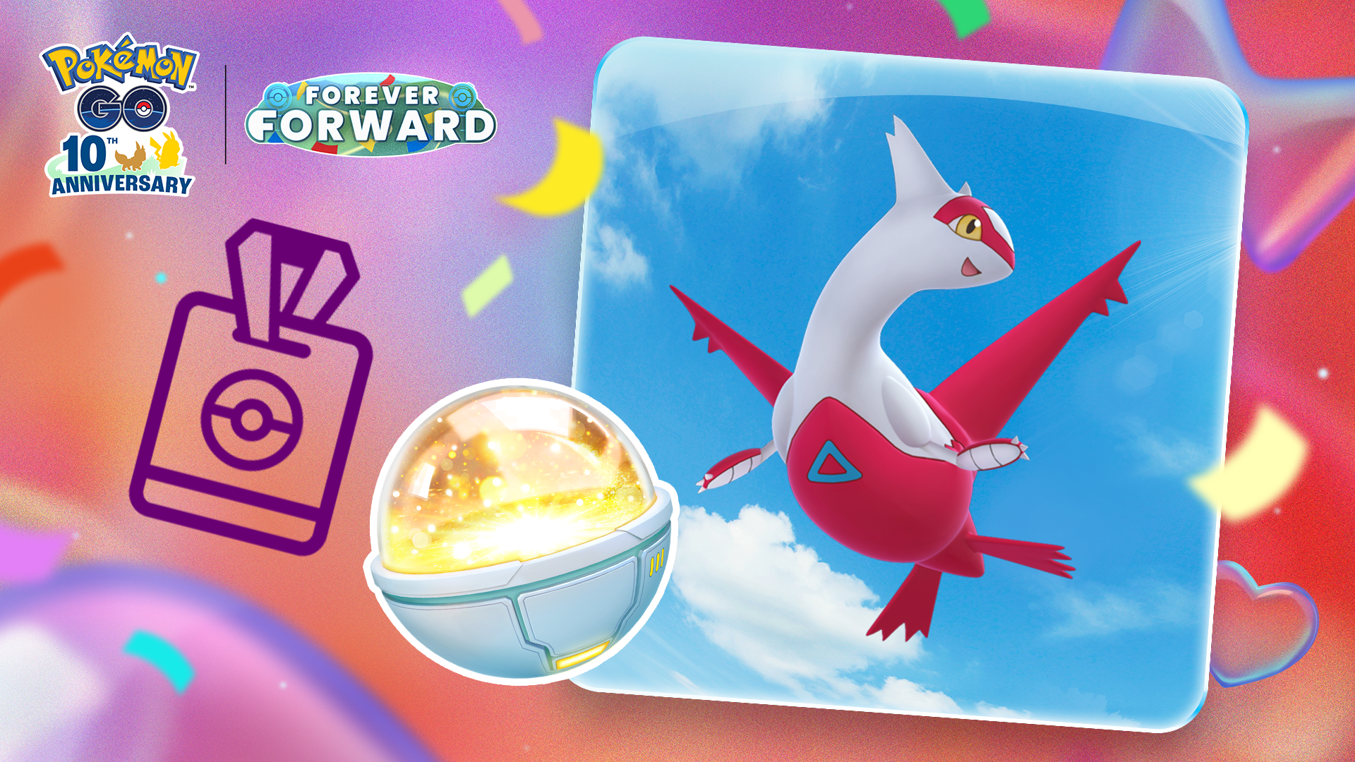A promotional image for August 2026's Go Pass, featuring a Lucky Trinket and Latias.