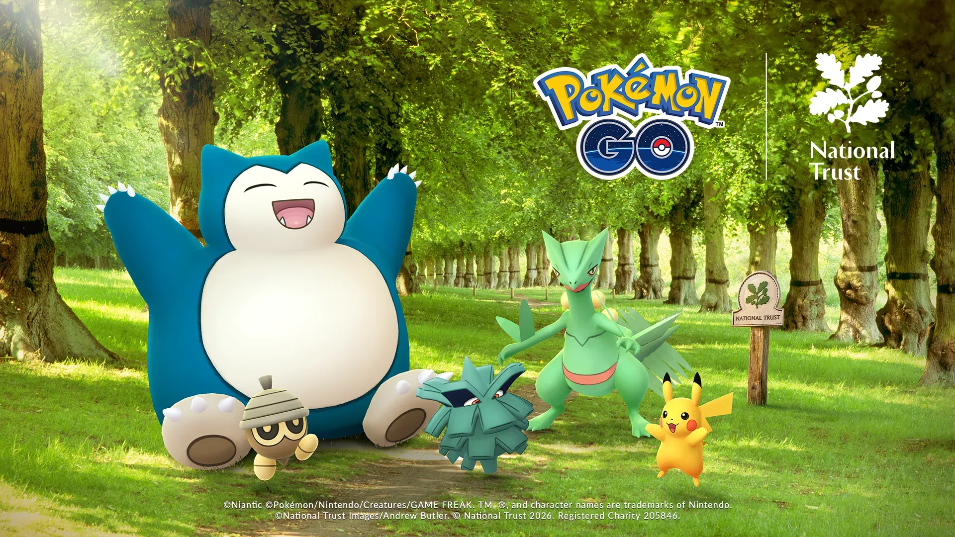 A promotional image for Pokémon Go activities at National Trust sites.