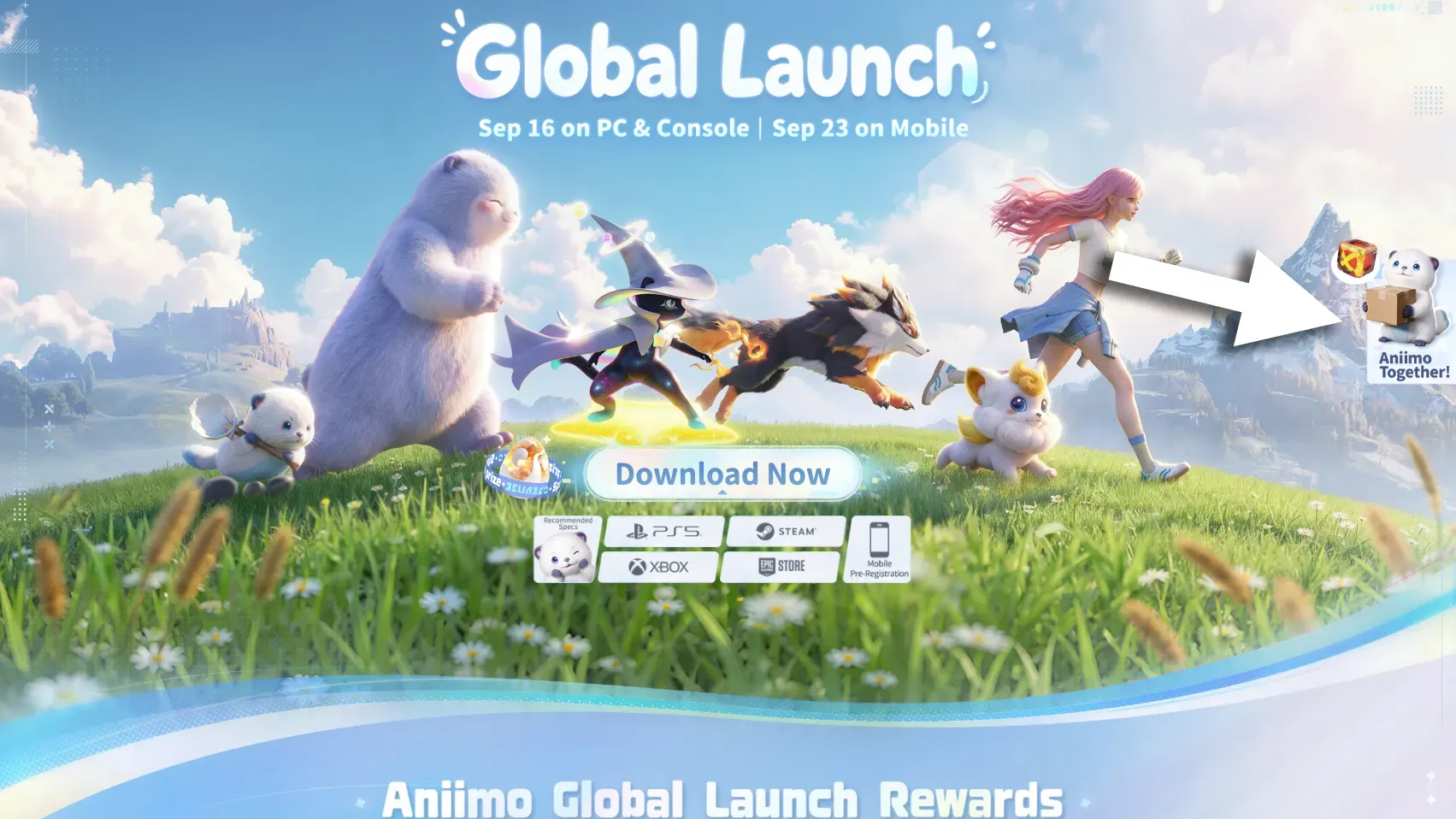 A screenshot for the 'Aniimo Together' event on the aniimo.com website, showing how to start the event.