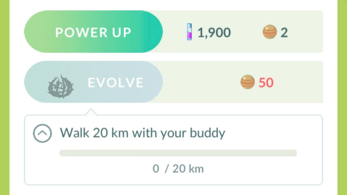 A screenshot from Pokémon Go showing Bramblin's evolution requirement.