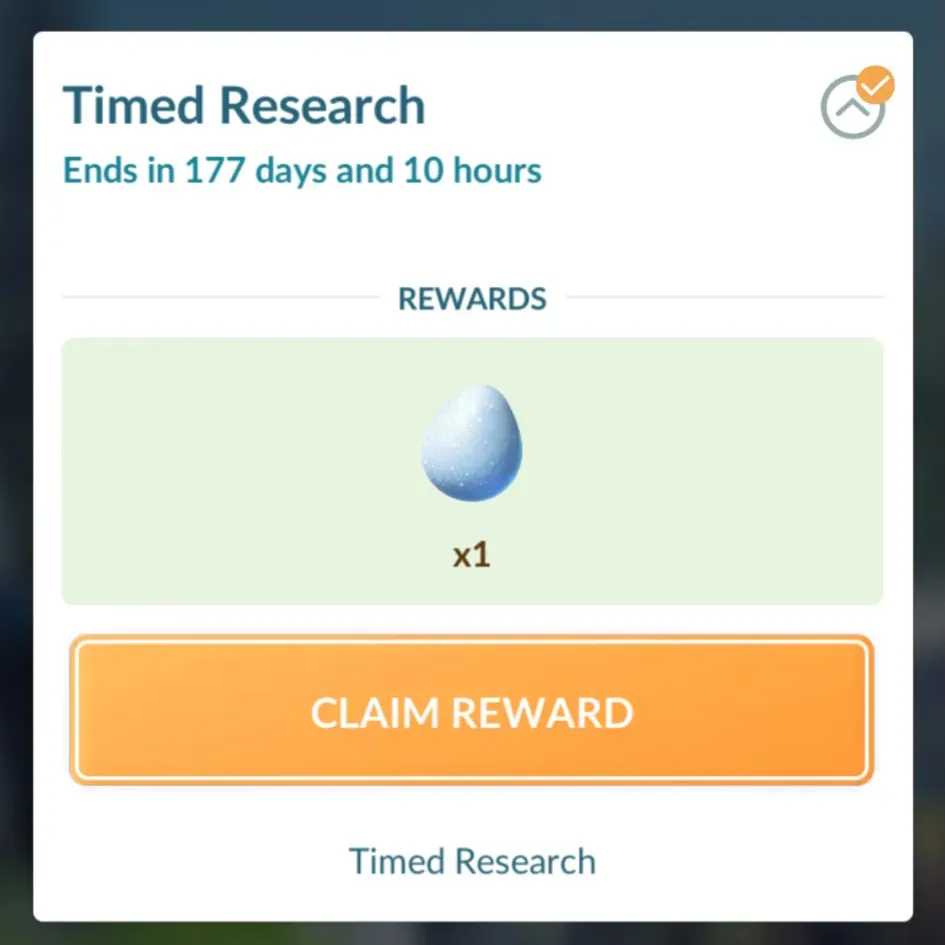Timed Research for a free Lucky Egg in Pokémon Go.