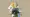 Professor Willow from Pokémon Go and Pikachu in front of a polygonal shape and a textured background.