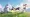 Various aniimo following a trainer over a grassy hill.