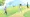 An image of Pokémon Trainers and their Pokémon walking in a park.