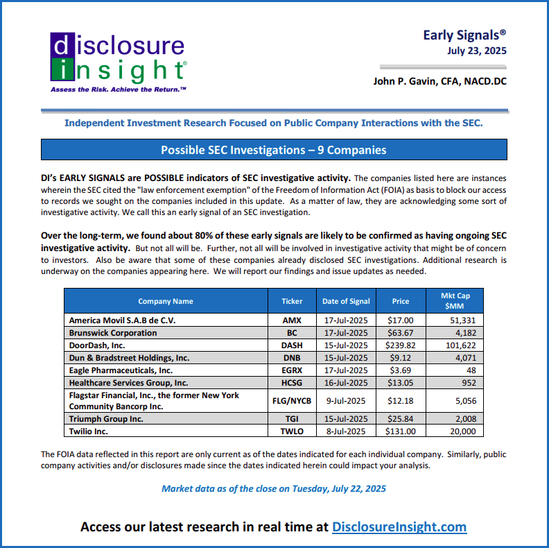 DI's Early Signals Report: July 23, 2025