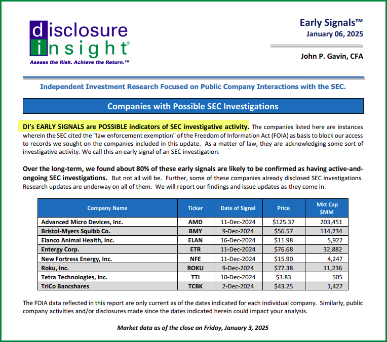 DI's Early Signals Report: January 06, 2025