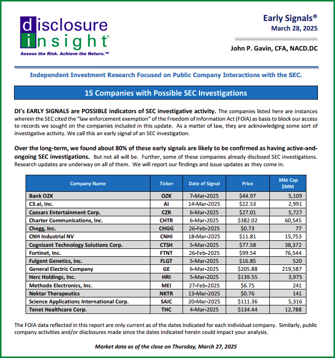 DI's Early Signals Report: March 28, 2025