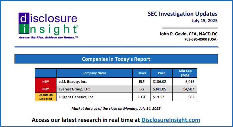 SEC Investigation Updates: July 15, 2025