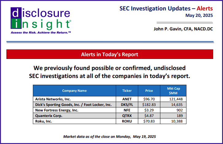 SEC Investigation *Alerts*