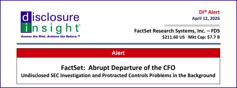 DI Alert: FactSet - Abrupt Departure of the CFO