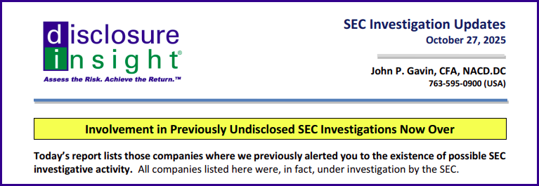 SEC Investigation Updates: October 27, 2025