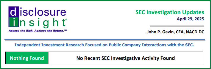 SEC Investigation Updates - April 29, 2025