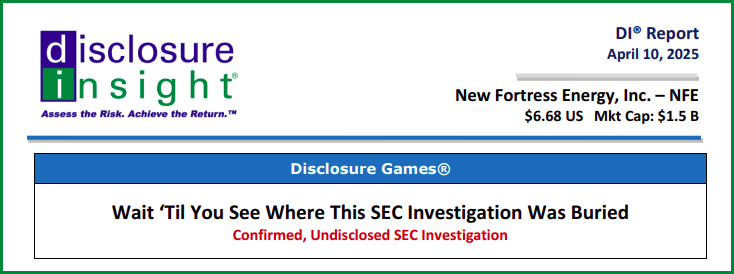 Disclosure Games: Wait 'Til You See Where This SEC Investigation Was Buried