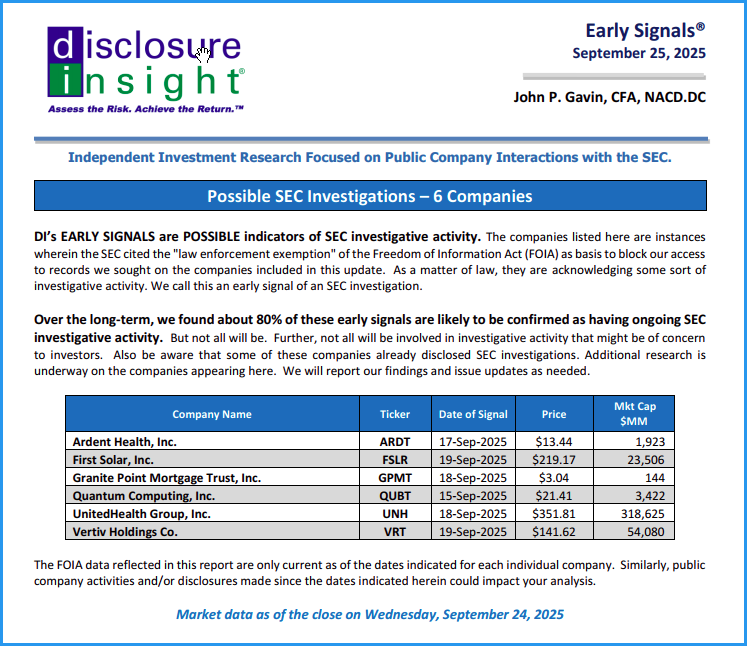 DI's Early Signals Report: September 25, 2025