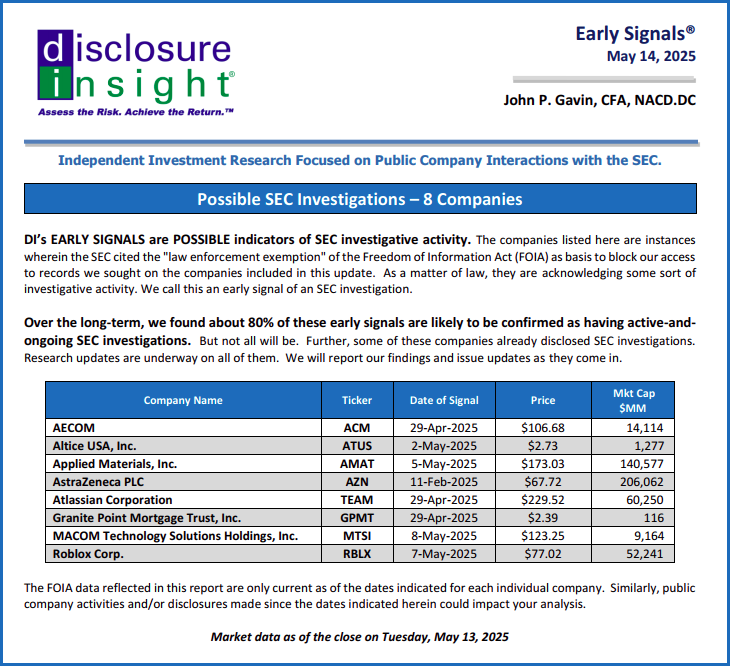 DI's Early Signals Report: May 14, 2025
