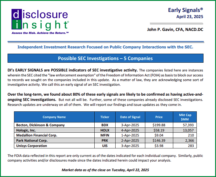 DI's Early Signals Report: April 23, 2025