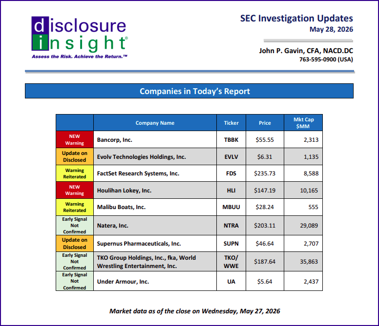 SEC Investigation Updates: May 28, 2026