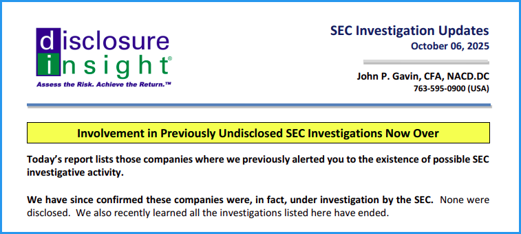 SEC Investigation Updates: October 06, 2025