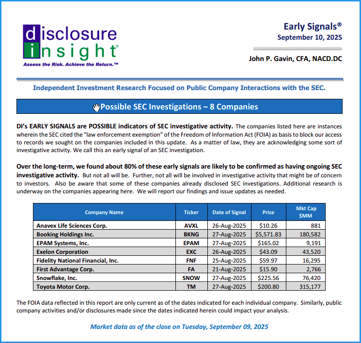 DI's Early Signals Report: September 10, 2025