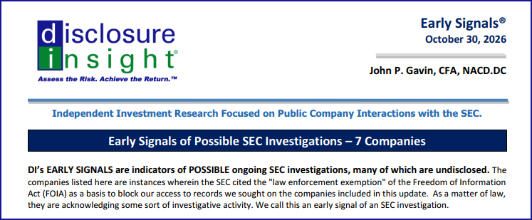 DI's Early Signals Report: October 30, 2026