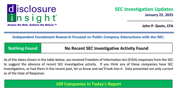 SEC Investigation Updates - January 22, 2025