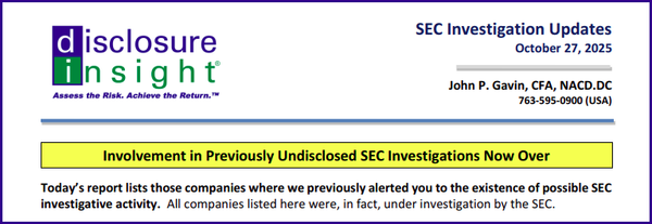 SEC Investigation Updates: October 27, 2025