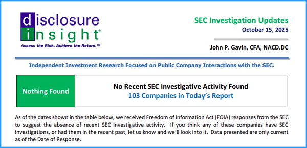 SEC Investigation Updates - October 15, 2025