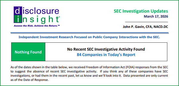 SEC Investigation Updates - March 17, 2026
