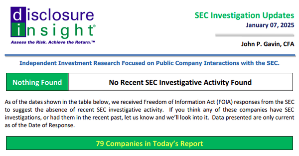 SEC Investigation Updates - January 07, 2025