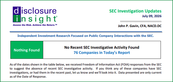 SEC Investigation Updates - July 09, 2026