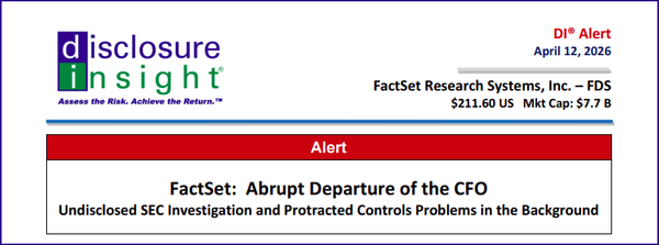 DI Alert: FactSet - Abrupt Departure of the CFO