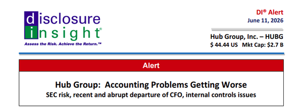 DI Alert: Hub Group - Accounting Problems Getting Worse