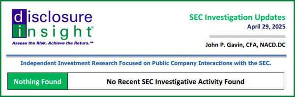 SEC Investigation Updates - April 29, 2025