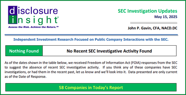 SEC Investigation Updates - May 15, 2025
