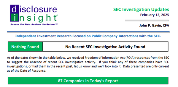 SEC Investigation Updates - February 12, 2025