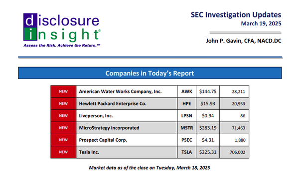 SEC Investigation Updates - March 19, 2025