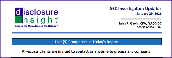 SEC Investigation Updates: January 29, 2026
