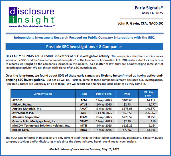 DI's Early Signals Report: May 14, 2025