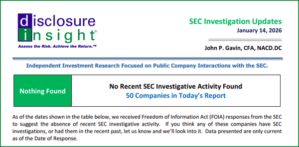 SEC Investigation Updates - January 14, 2026