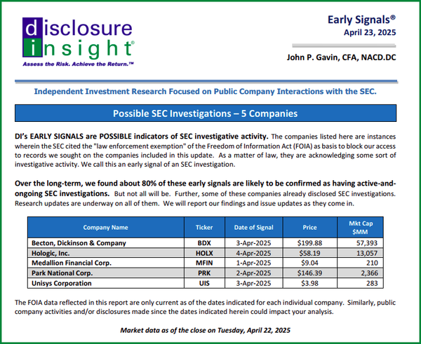 DI's Early Signals Report: April 23, 2025