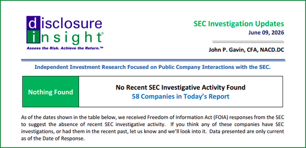 SEC Investigation Updates - June 09, 2026