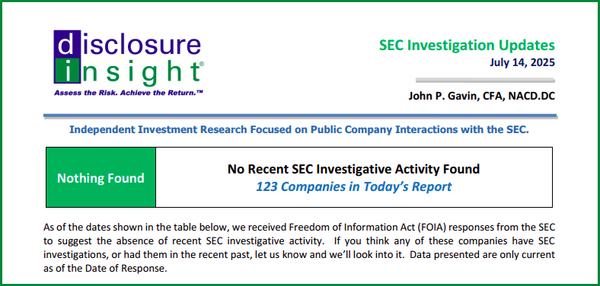 SEC Investigation Updates - July 14, 2025