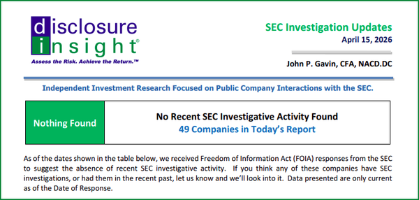 SEC Investigation Updates - April 15, 2026