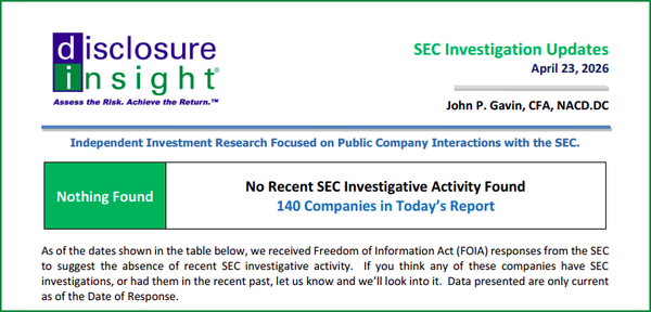 SEC Investigation Updates - April 23, 2026