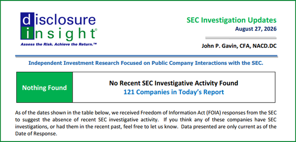 SEC Investigation Updates - August 27, 2026